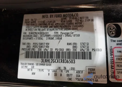 2012 Lincoln Mkz z USA, uszkodzony, nr VIN 3LNHL2GCXCR836503